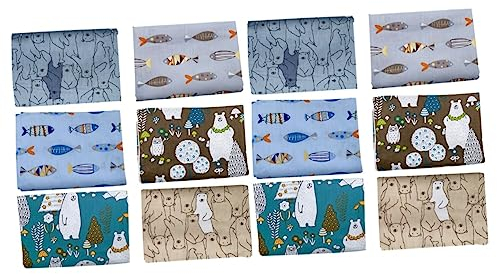 COHEALI 2 Sätze 6 Bedruckter Stoff mit Bärenfischgruppe Quilt-Stoffbündel Patchwork Decke Stoff zum Nähen selber machen Baumwolltuch selber machen Kasten der Stoff quadratisches Stück