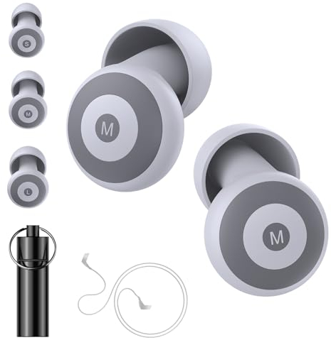 Jonsban Tapones para los oídos para cancelación de ruido del sueño,tapones para los oídos reutilizables con bloqueo de sonido,protección auditiva y tapones de silicona suave para dormir,ronquidos,