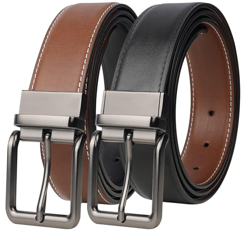 AivaToba Ledergürtel Herren, Wendegürtel für Männer mit Gedrehter Schnalle, Ideal für Anzüge, Jeans, Lässig & Business Arbeit, Schwarz und Braun.