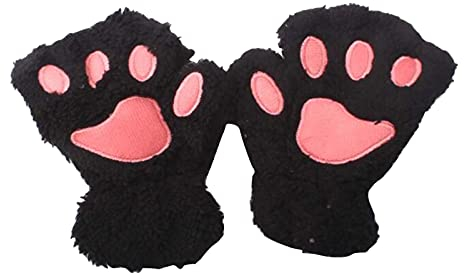 Generic Damen Fingerlose Handschuhe, Dicken Plüsch Handschuh Finger handschuhe, Damen Warmen Katze Claw Bear Pfote Plüsch Fäustlinge, Winter Fausthandschuhe für Frauen