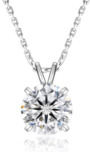 KRKC&CO Moissanite Halskette Damen Silber 925 mit Anhänger, 1 CT Moissanit Diamant, VVS1 Reinheit D Farbe, Länge verstellbar 45+5cm, mit Geschenkbox, Geschenk für Frauen Freundin Mama