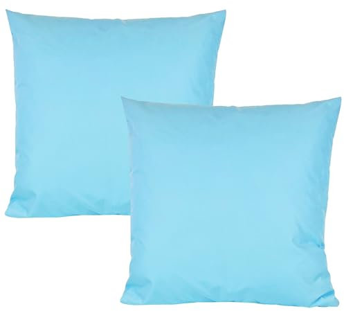 JACK 2er Set Outdoor Kissenhülle Kissenbezug 50x50cm Wasserfest Sitzkissen Lounge Kissen Garten Stuhl Lotus Effekt, Farbe:Hellblau