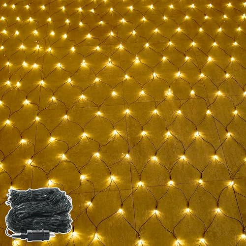 SUBTLETY Lichtervorhang 6x2m LED Lichterketten Vorhang LED Lichterkettenvorhang mit 8 Modi IP44 Wasserdicht Lichtstränge für Innen & Außen Lichternetz für Hochzeit Halloween Weihnachten (Warmweiß)