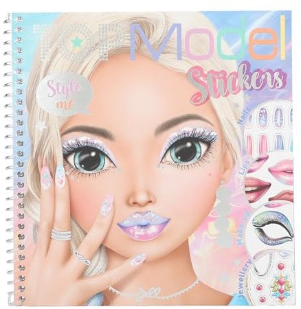 Depesche 13437 TOPModel Face Dress Me Up - Stickerbuch mit 24 Seiten vorgedruckter Model Portraits zum Selbstgestalten, inkl. 7 Stickerbogen