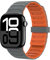 Astorgos Correa Magnética Compatible con Apple Watch Ultra 2/Ultra 49mm,S10 46mm,9/8/7 45mm,SE2/SE/6/5/4 44mm,3/2/1 42mm,Correa de Silicona Ajustable,Pulsera Deportiva, Gris/Naranja
