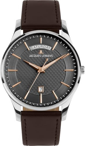 JACQUES LEMANS Herrenuhr London Quarz Braun/Anthrazit 1-2193D