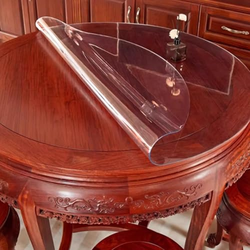 Tischfolie Rund Transparent PVC Tischdecke 2 mm Dicke Nach Maß Abwischbar Schutztischdecke Tischschutz Tischunterlage Esstisch