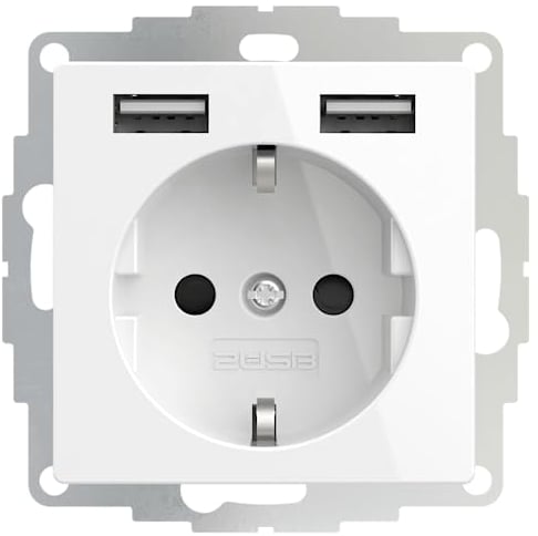 2USB inChargePRO USB AA Steckdose 12W 2.4A Glänzend Weiß