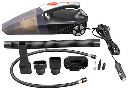 Sauber Meister Mini aspirateur pour Voitures et Mini compresseur Voitures et vélos | Aspirateur sans Sac 12v | Aspirateur de Voiture à 4 têtes différentes