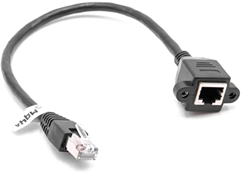 vhbw Câble de rallonge LAN Ethernet RJ45 mâle vers femelle - Rallonge Cat6 avec prise encastrée, 0,3 m noir