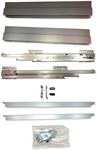 GRASS Schubladensystem Set Nova Pro SCALA Vollauszug gedämpft, synchronisiert, 40kg, Höhe 90 mm mit Rechteckreling, Schubladenauszug Schublade Schubkastenauszug (NL 500mm, Silver) von UMAXO®