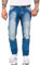 Rock Creek Herren Jeans Hose Comfort Fit Jeans Herrenjeans Herrenhose Denim Stonewashed Basic Weites Bein Raw RC-3119 Blau W44 L30