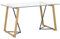 Mesa de comedor transparente 140 x 80 cm tapa de cristal patas de metal efecto madera clara rectangular escandinava moderna Tacoma