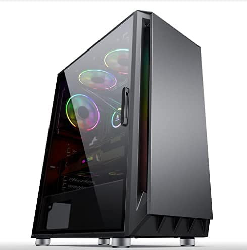 IONZ KZ21 PC Computer Case - Mid Tower ATX with Tempered Glass Hinged Side Panel 3 ARGB Dual Ring Fans