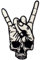 Aufnäher, bestickt, Design: Schädel Hand Symbol Fingerzeichen, Rock'n'Roll, zum Aufbügeln oder Aufnähen