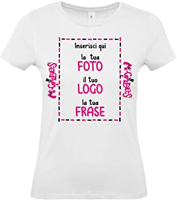 Mr. Gadgets T-Shirt Donna Personalizzabile con Foto e Scritta (Taglia M)