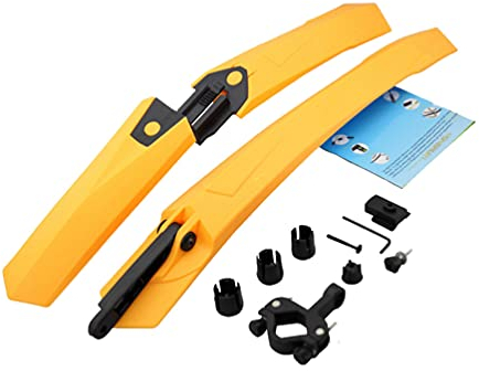 OttoBen Fahrrad Kotflügel Set, Weiches Gummi Buntes Mountainbike Schutzblech, Schutz vor Wasser und Schmutz, Spritzschutz Vorne und Hinten für MTB Bike Cycle 20, 22, 24, 26 Zoll Gelb