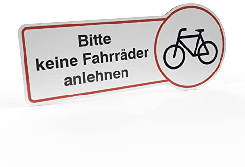 Betriebsausstattung24® Hinweisschild Bitte keine Fahrräder anlehnen | Folie, selbstklebend (BxH): 30,0 x 13,0 cm | Befestigungsart: Zum Verkleben | Verbotsschild | Fahrrad Schild
