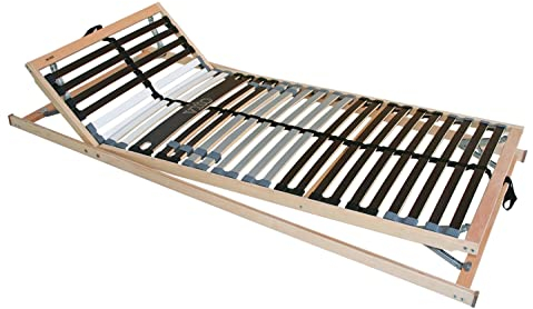 Möbel Jack Lattenrost Lattenrahmen Bettrost mit 7 Zonen | Kopf- und Fußteil verstellbar | Federholzrahmen | 28 elastische Federholzleisten | 100 x 200 cm