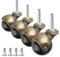 2 Ball Caster Wheels, casters Set of 4 Brass Vintage Antique casters 5/16 x 1 1/2 (8 x 38mm) Wheels Pole with Sleeve for Furniture, Chairs, Cabinets, （casters Set of 4 Heavy Duty）