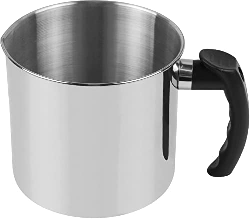 EVERMARKET Candle Making Pouring Pot,2 pounds Capacity,Double Boiler Wax Melting Pot,Dripless Pouring Spout & Heat-Resisting Handle Designed Candle Making Pitcher, Silver