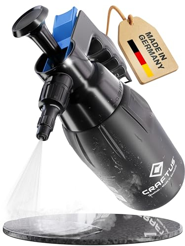 CRAFTUS® Drucksprüher 1L für gleichmäßige Verteilung von Flüssigkeit I Pumpsprühflasche für spezielle Säuren [EPDM] I Pumpflasche mit Überdruckventil & Verstellbarer Düse