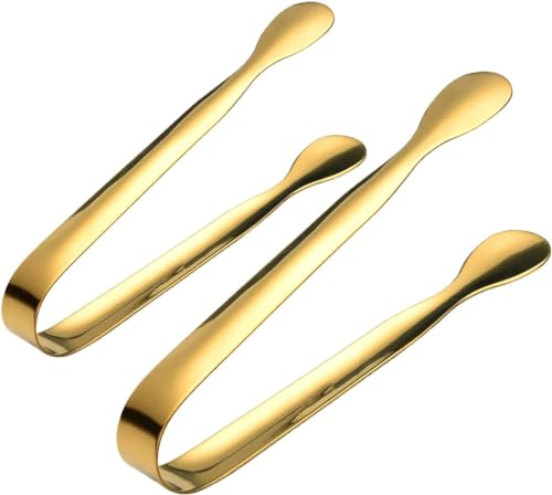 Juego de 2 alicates de azúcar de acero inoxidable dorado, alicates de azúcar, ensalada de caramelo, alicates de cubitos de hielo, alicates de servir para boda, fiesta, barra de caramelo, parrilla,