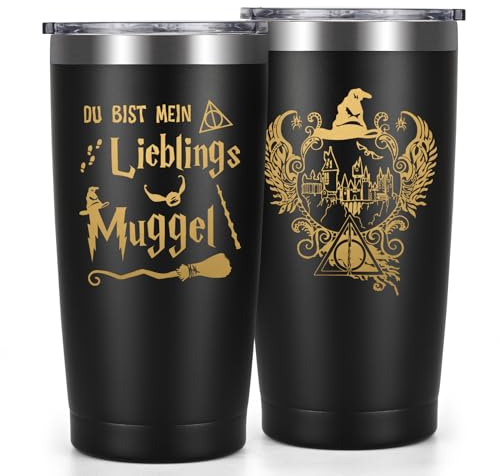 Livole Männer Geschenke, Du bist mein Lieblings Muggel Becher, Lustige Geschenke für Männer, Ihn, Geburtstag, Weihnachten, Beste Freunde Geschenk Mann, 600ml Doppelwandig Vakuum Thermobecher to go