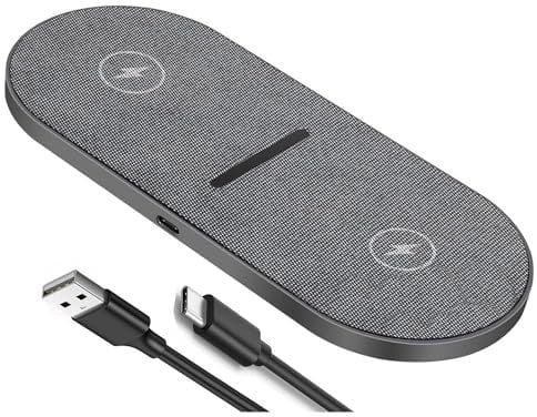 Dual Wireless Charger Pad Fast Wireless Charging Station for iPhone 16 15 14 13 12 11(Pro,Pro max)/13 12 Mini/SE/XR/XS Max/X/AirPodpro2,Samsung Galaxy Z Fold/Flip/S24/S23/S22/S20/Note 20/Galaxy buds