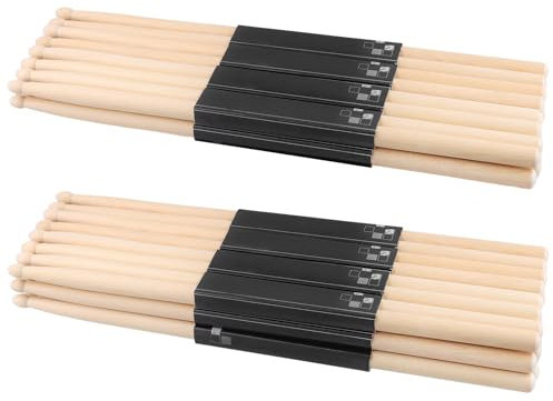 FUNSUEI Lot de 20 paires de baguettes de batterie 5A en bois d'érable avec pointe en bois d'érable pour professionnels et débutants