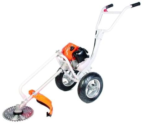 Daewoo Desbrozadora de Ruedas a Gasolina DWBC4400-2 - Motor 2 Tiempos 52cc, 1.45 kW (2HP), Disco 24 Dientes + Cabezal Hilo, Eje 26mm y Depósito 0,7L 702.609
