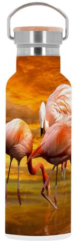 500ml Thermosflasche Edelstahl Thermosflasche Flamingo Gruppe Flamingo Pfirsich für Sonnenuntergang