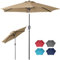 Panana 2.3M Garden Parasol Sun Shade Outdoor Umbrella 6 Sturdy Ribs with Crank and Tilt Mechanism for Patio, Deck, Patio and Balcony Khaki