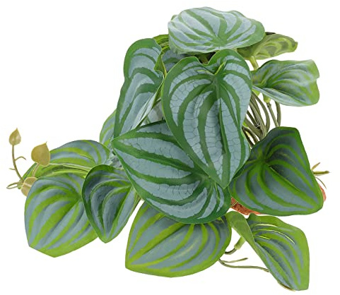Yardwe Artificial Terrarium Plant for Reptile Tanks, Green Plastic Resin Habitat Décor, Hide Plant for Lizards, Tortoises, Spider and Horned Frog Enclosures