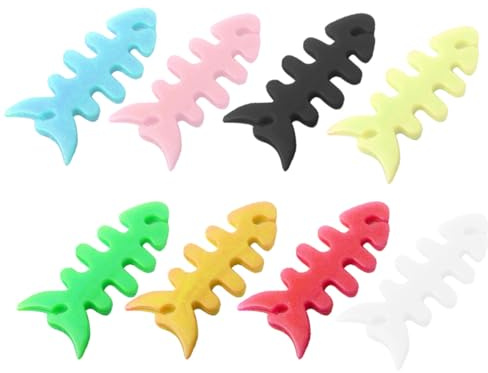 TOVINANNA 200piezas Organizador de Cables Forma de Espina de Pescado Enrollacables de Silicona para Auriculares Sujeta Cables Compacto y Duradero para Uso Doméstico Colores Color Aleatorio