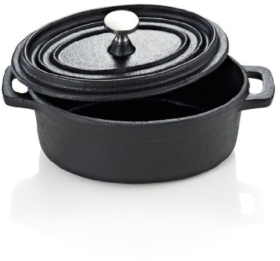 Cocotte Hierro Fundido Negro Forma Oval 12 x 8 x 8 cm