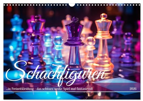 Schachfiguren in Freizeitkleidung (Wandkalender 2026 DIN A3 quer), CALVENDO Monatskalender: Wenn sich Schachfiguren nicht ganz so ernst nehmen (CALVENDO Hobbys)