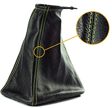 Schaltmanschette Schaltsack Sack Schwarz Faden Grün Echt Leder myshopx SA82
