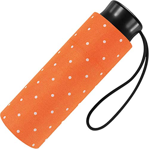 Ultra Mini Taschenschirm Damen Regenschirm Flash - Dots - orange
