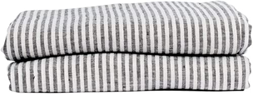 My Linen Home Bettlaken aus 100% Stonewashed Leinen Streifen, 180x260cm I Hypoallergen, Temperaturregulierend, Atmungsaktiv I Sanft, weich selbst zur empfindlichsten Haut I Für alle Jahreszeiten