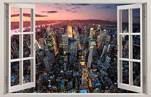 CSCH Wandtattoo Twilight Stadtbild 3D Fenster Aufkleber Wandaufkleber Wohnkultur Kunst Wandbild