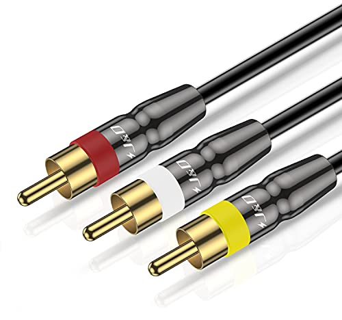 J&D Composite Audio Video Kabel, Gold Überzogen Kabel 3 Cinch-Stecker, Dreifach Anschlussstecker Rot Weiß Gelb Stereo Verbindungskabel 1,8 Meter