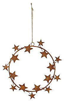 mercon Edelrost Deko Kranz Sterne Kranz Weihnachten Rost Shabby Christmas 20cm