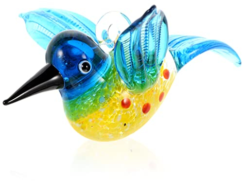 BESTonZON Glasvogel Kristall Kolibri Glas Anhänger Hummingbird Hängevögel Glas Vogel Deko Suncatcher Vögel Dekofigur Desktop Tischdeko Blau