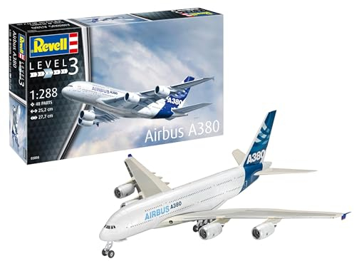 Revell 03808 Airbus A380 Maquette en plastique non construit/non peint échelle 1:288, blanc