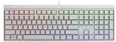 CHERRY MX 2.0S, Mechanische Gaming-Tastatur mit RGB-Beleuchtung, EU-Layout (QWERTY), Kabelgebunden, Designed in Germany, MX BLUE Switches, Weiß