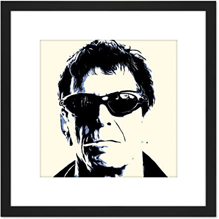 Artery8 Lou Reed Smoking Musician Rock Star Legend 8X8 Inch Square Wooden Framed Wall Art Print Picture with Mount