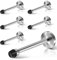 KOLAKO Door Stops, Long Door Stoppers, Wall Protector 5 Inch Modern Heavy Duty Brushed Stainless Solid Door Holders with Rubber Tip Bumper, Extra Long Doorstops with Screws, Silver (6 Pack)