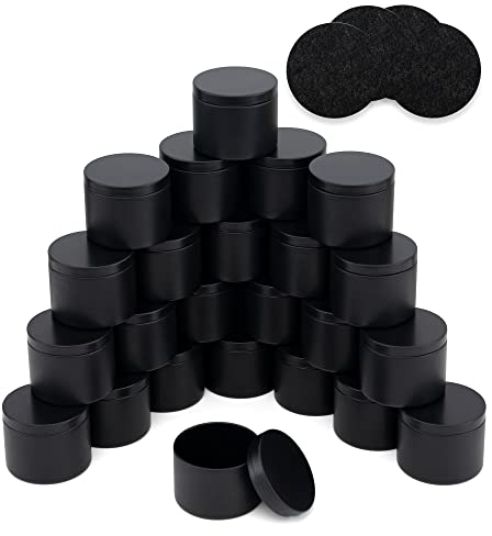 Quikobo Lot de 24 Boîtes Vides pour la Fabrication de Bougies (Noir Pur), 120 ml