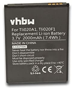 vhbw Akku kompatibel mit Vodafone Smart Turbo 7, V500, VFD 500 Handy Smartphone Telefon (2000 mAh, 3,8 V, Li-Ion)